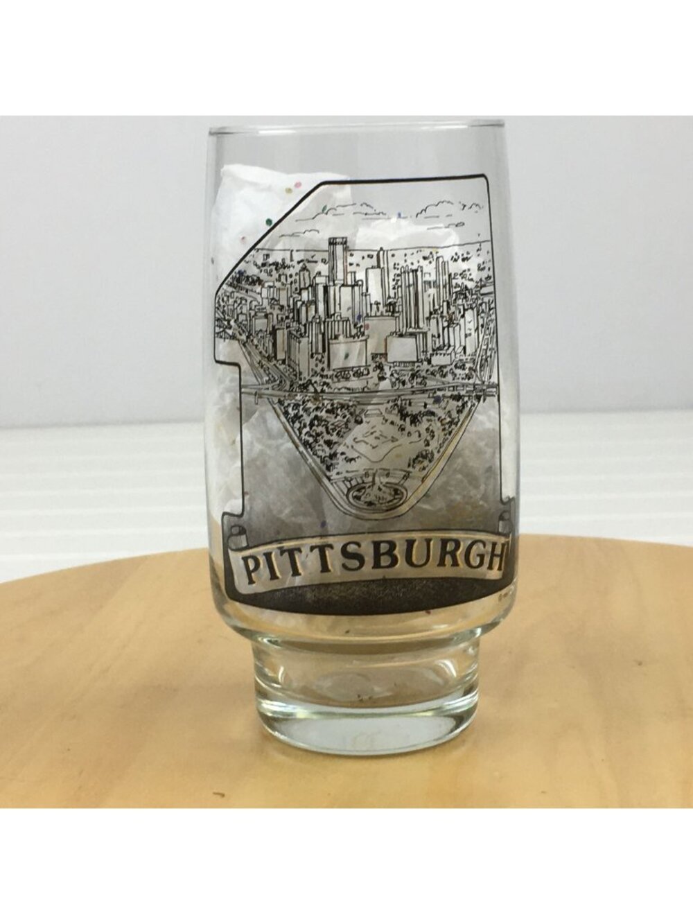 Vintage 1985 Pittsburgh PA Point Park Cityscape Drinking Glass Tumbler
